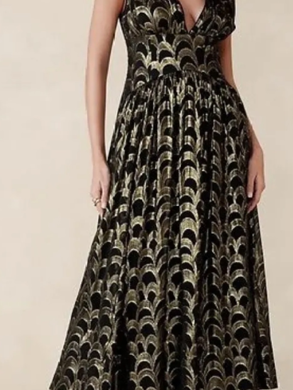 Banana Republic Black and Gold Maxi Dress - Picture 2 of 10